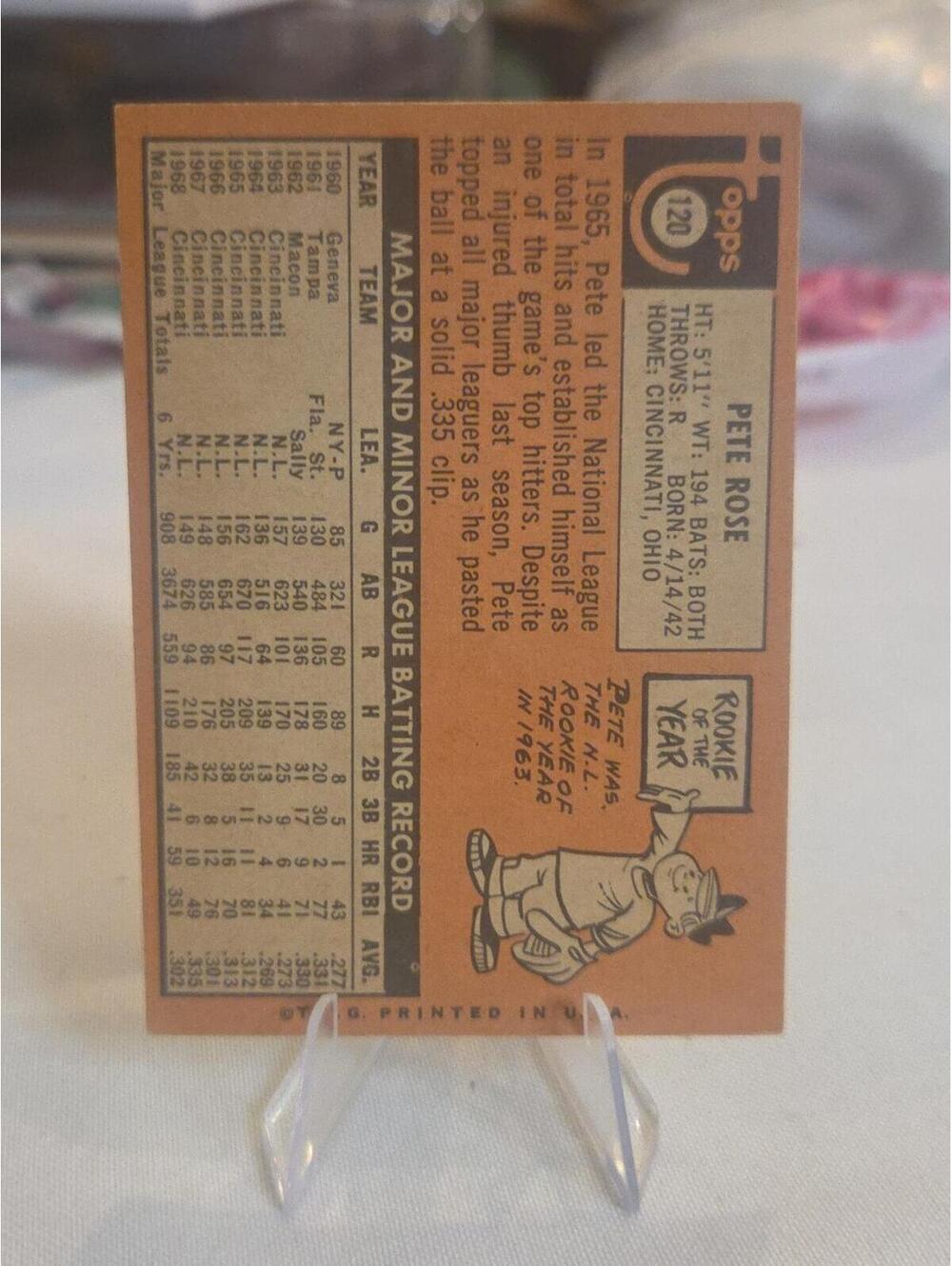1969 Topps #120 Pete Rose High Grade Off Center Sharp Corners Cincinnati Reds - Picture 6 of 8